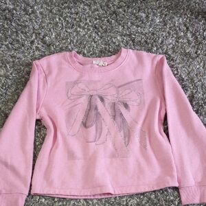 🔥Kids Messy Bun Girl Just Chillin Pink Bow Sweater Size 10 Girl